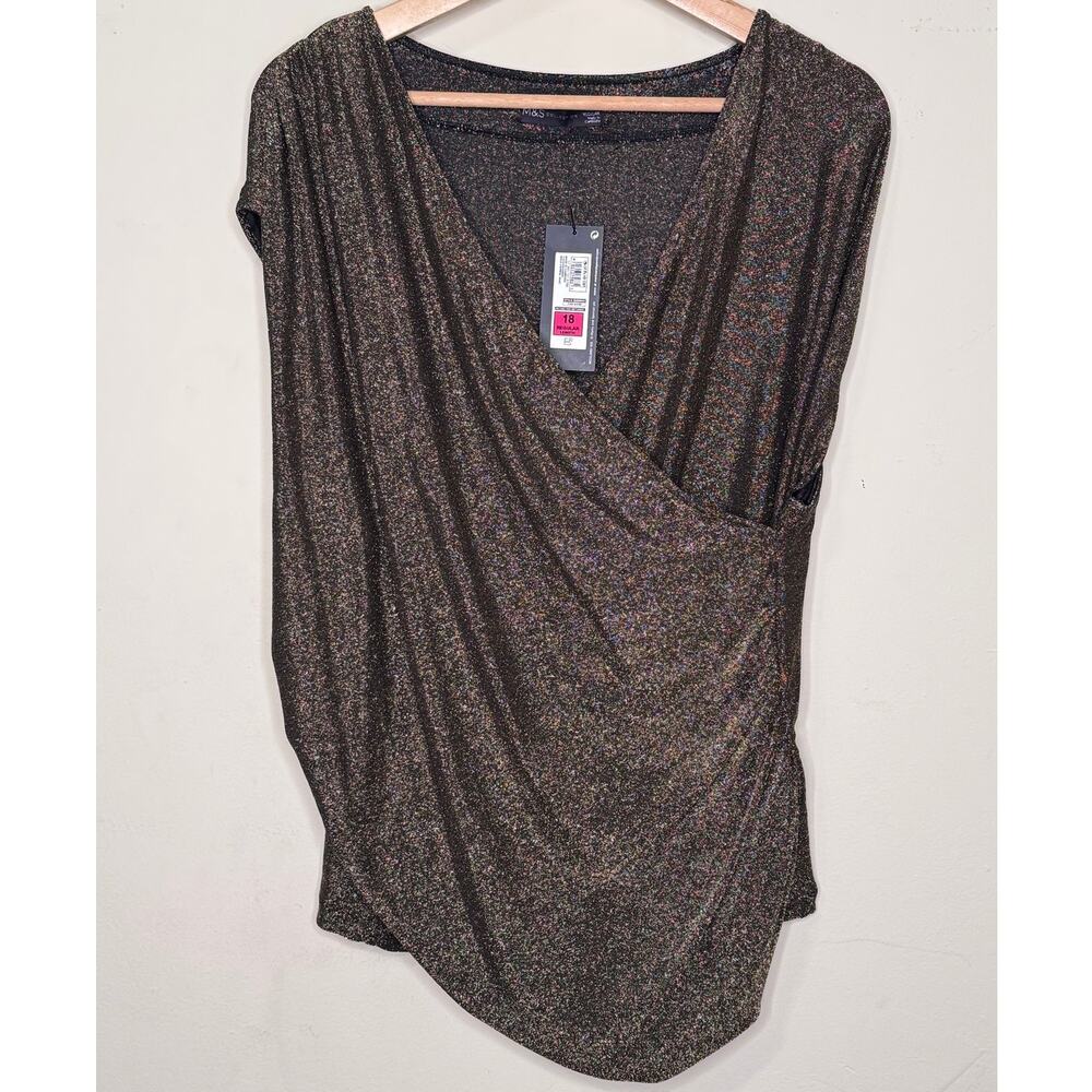 NWT Marks & Spencer Ladies' Sleeveless Gold Shimmer Top, Size: 18